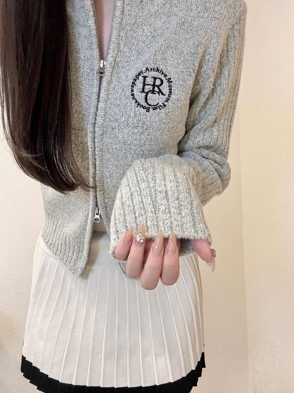 ロゴ刺繍ダブルファスナーニットカーディガン | 詳細画像13