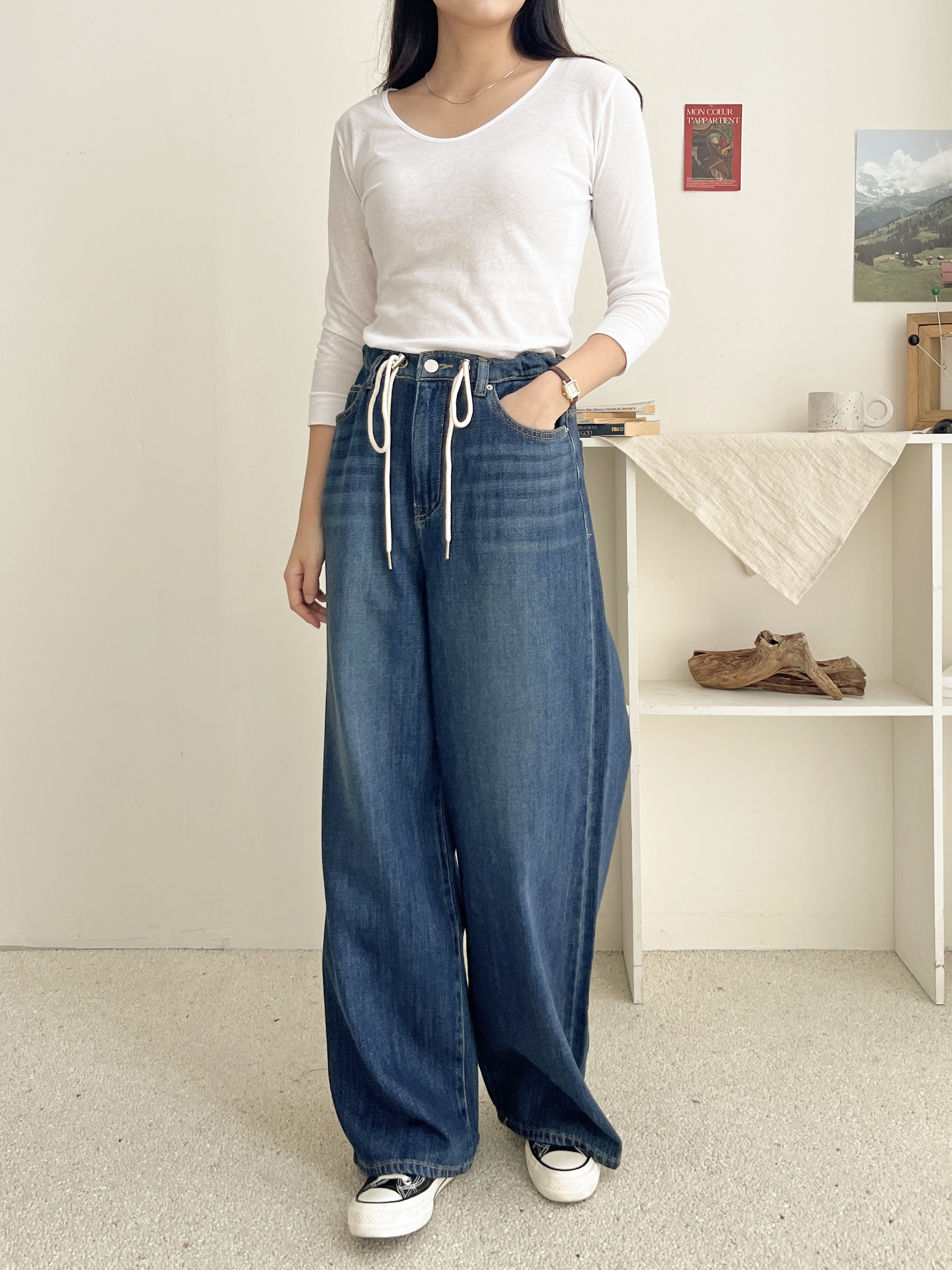 ホワイトドローコードワイドデニムパンツ | 詳細画像2