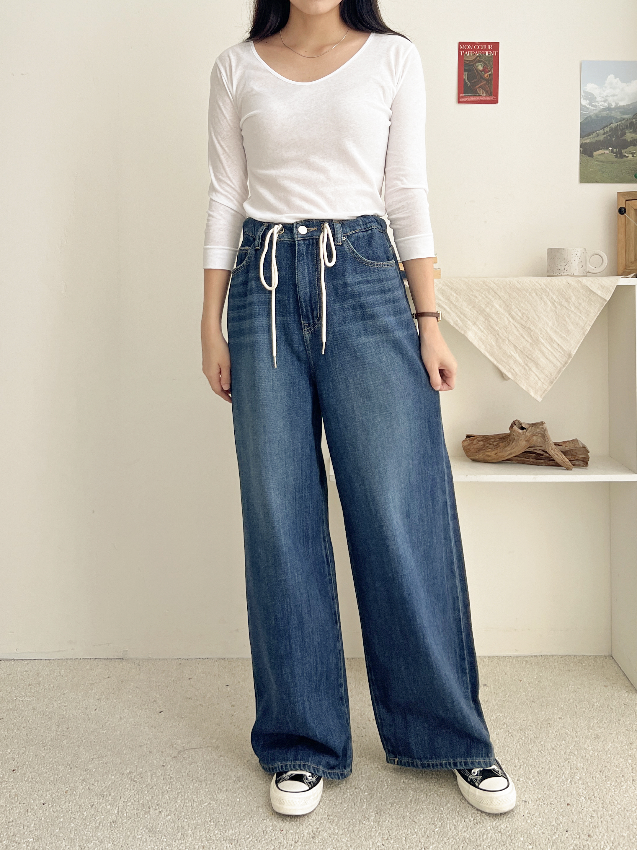 ホワイトドローコードワイドデニムパンツ | 詳細画像3