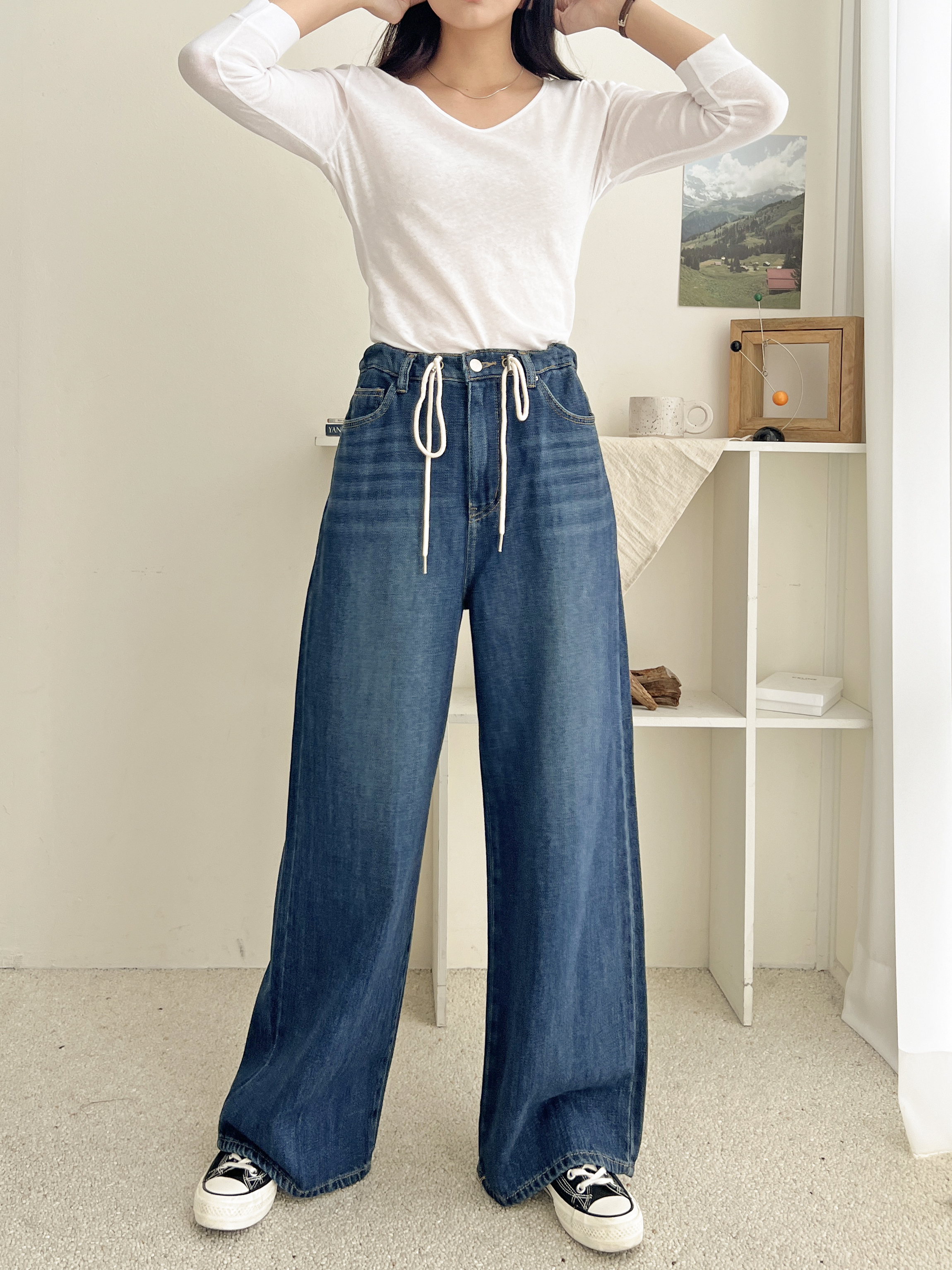 ホワイトドローコードワイドデニムパンツ | 詳細画像5