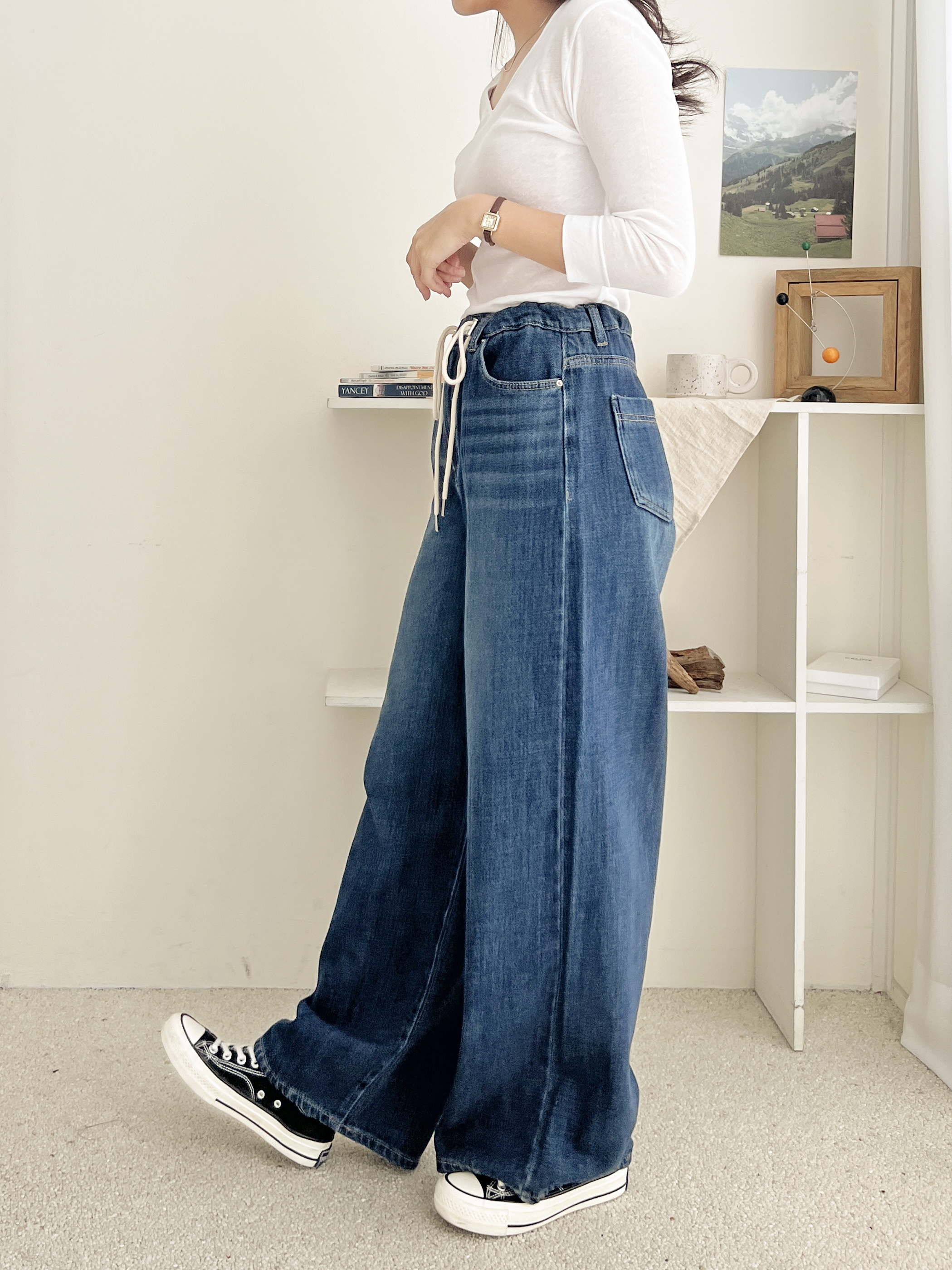 ホワイトドローコードワイドデニムパンツ | 詳細画像6