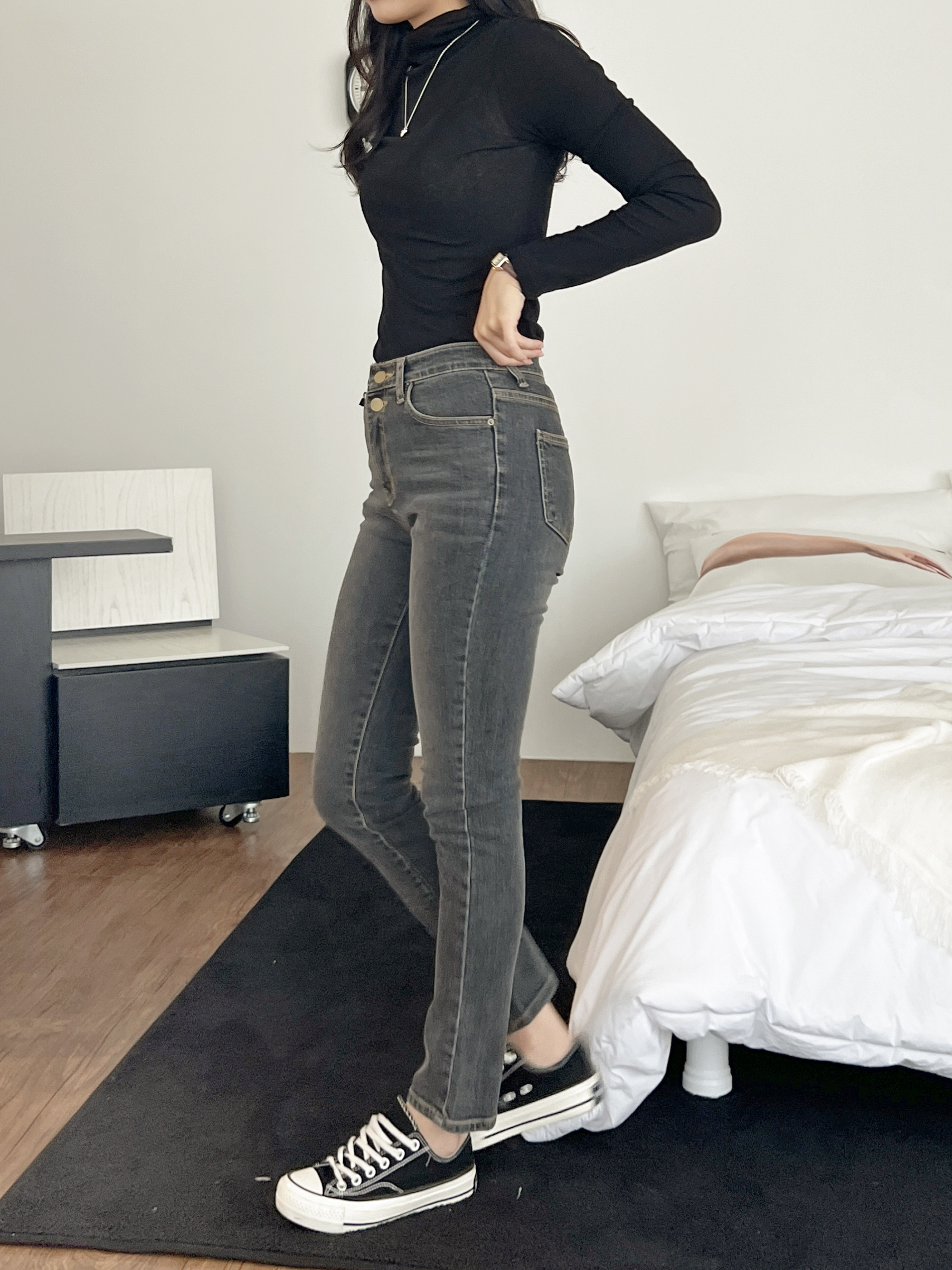 ツーボタンスキニーデニムパンツ | レディースファッション通販