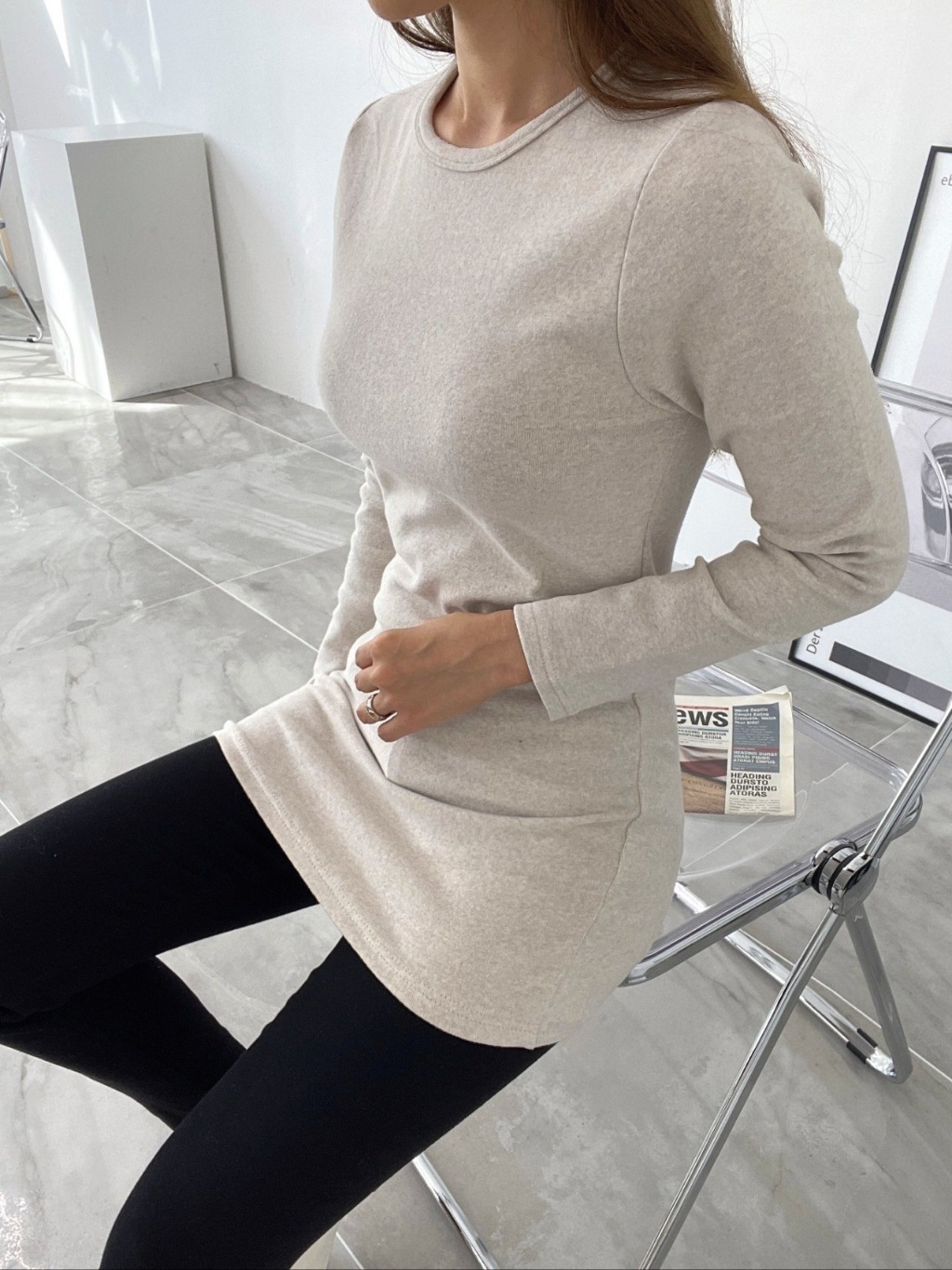 ピーチ起毛スリムロングTシャツ | 詳細画像7