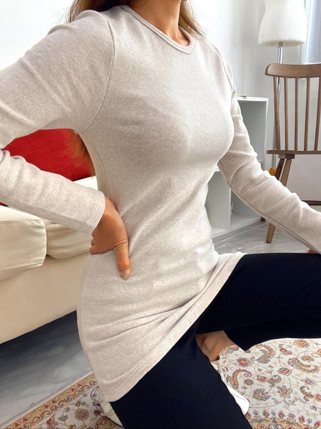 ピーチ起毛スリムロングTシャツ | 詳細画像16