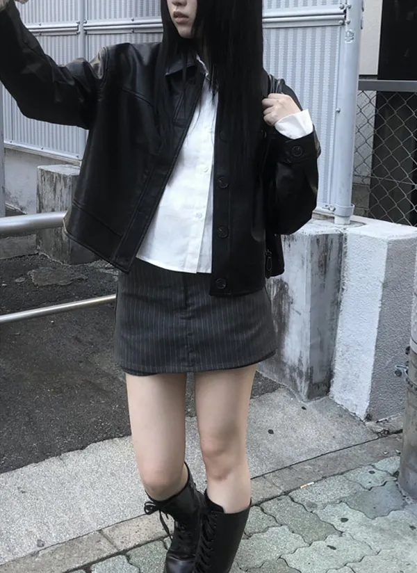 バストフラップエコレザージャケット | anyonemore | 詳細画像1