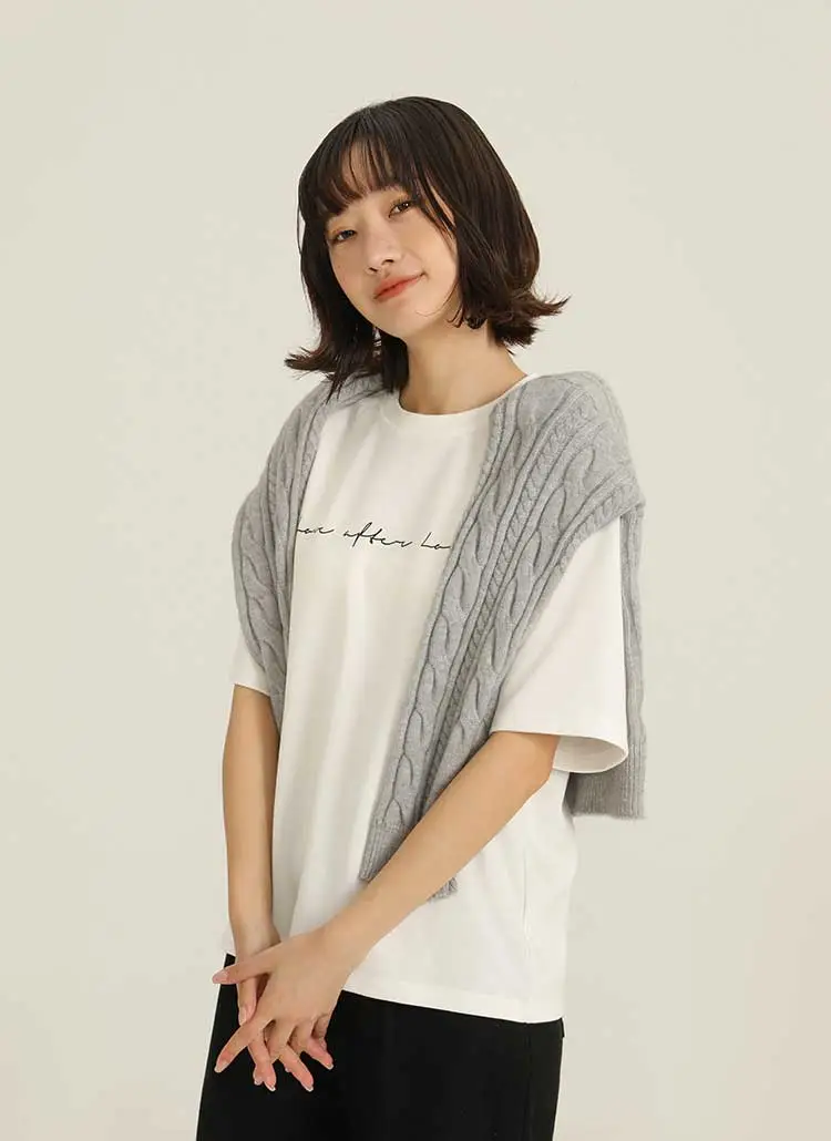 モノトーンミニレタリング半袖Tシャツ | pigment | 詳細画像1