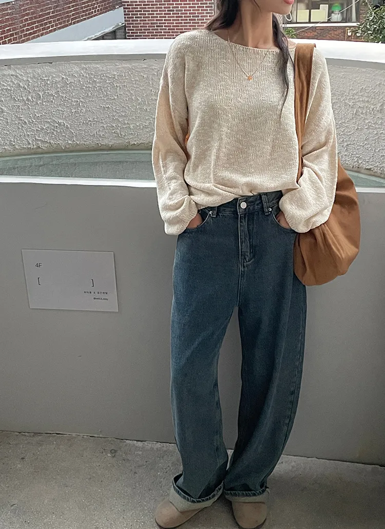 ビンテージバックボタンワイドデニムパンツ | twobing | 詳細画像1