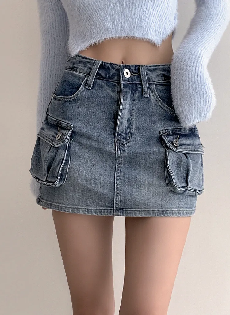 ボタンカーゴミニデニムスカートパンツ | JESSIYA | 詳細画像1