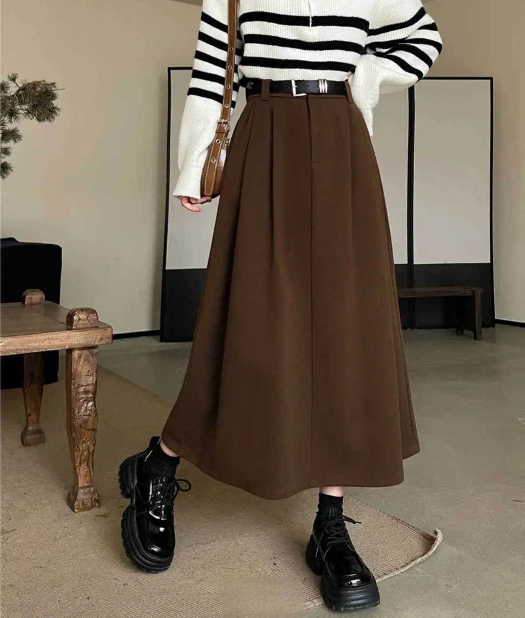 ベルト付サイドポケットタックフレアスカート | 詳細画像1