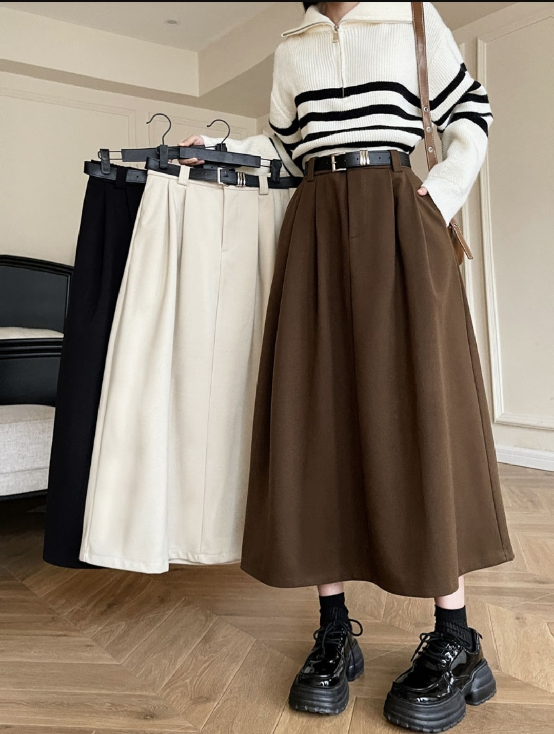 ベルト付サイドポケットタックフレアスカート | 詳細画像2