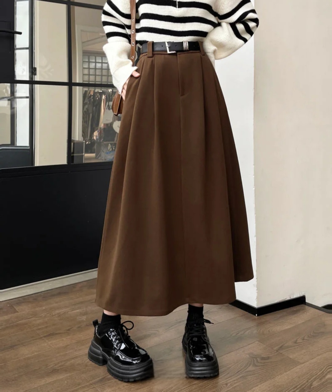 ベルト付サイドポケットタックフレアスカート | 詳細画像4