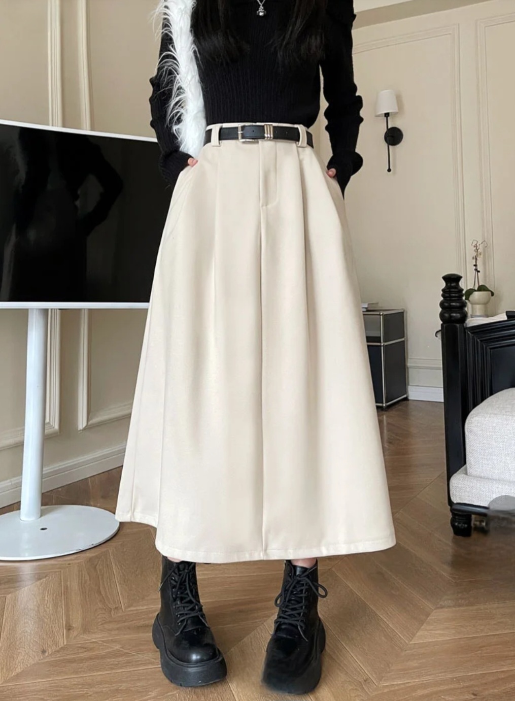 ベルト付サイドポケットタックフレアスカート | 詳細画像7