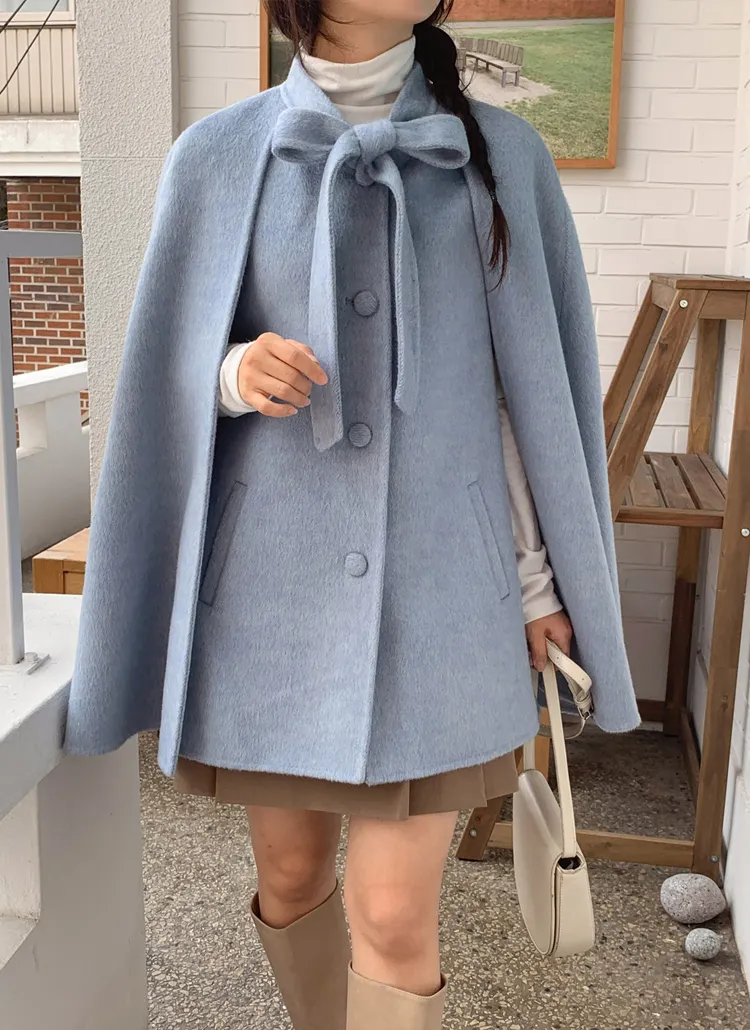 ウール混リボンケープハーフコート | 詳細画像1