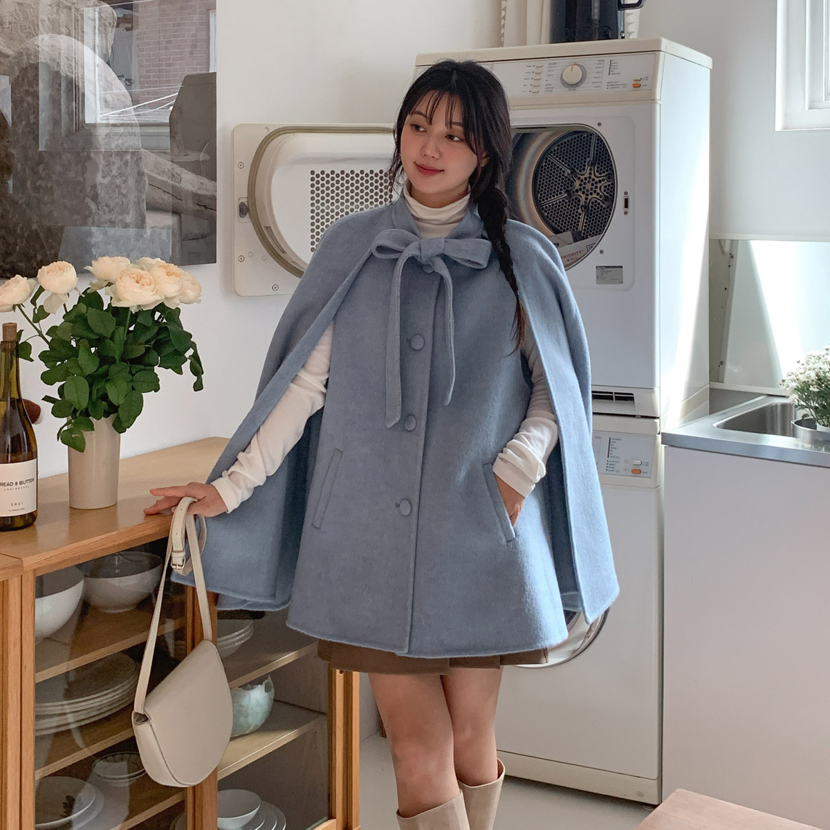 ウール混リボンケープハーフコート | 詳細画像3