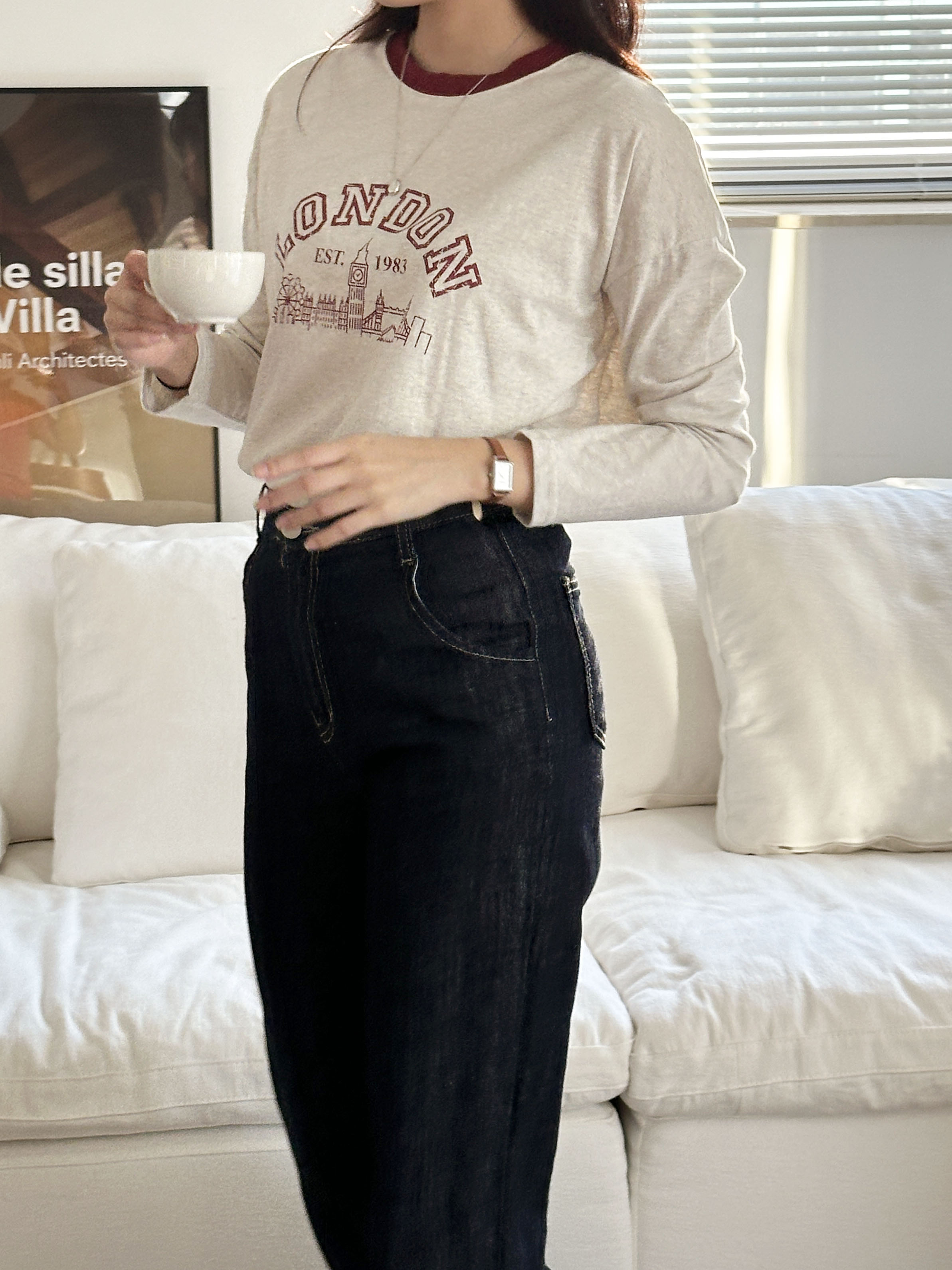 LONDONプリント配色ラウンドネックTシャツ | 詳細画像3