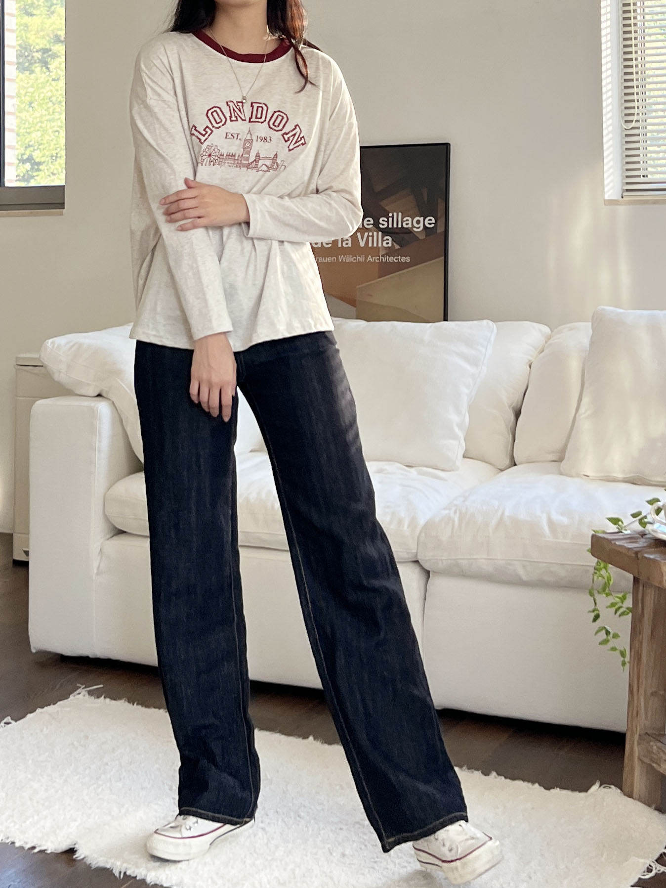 LONDONプリント配色ラウンドネックTシャツ | 詳細画像5