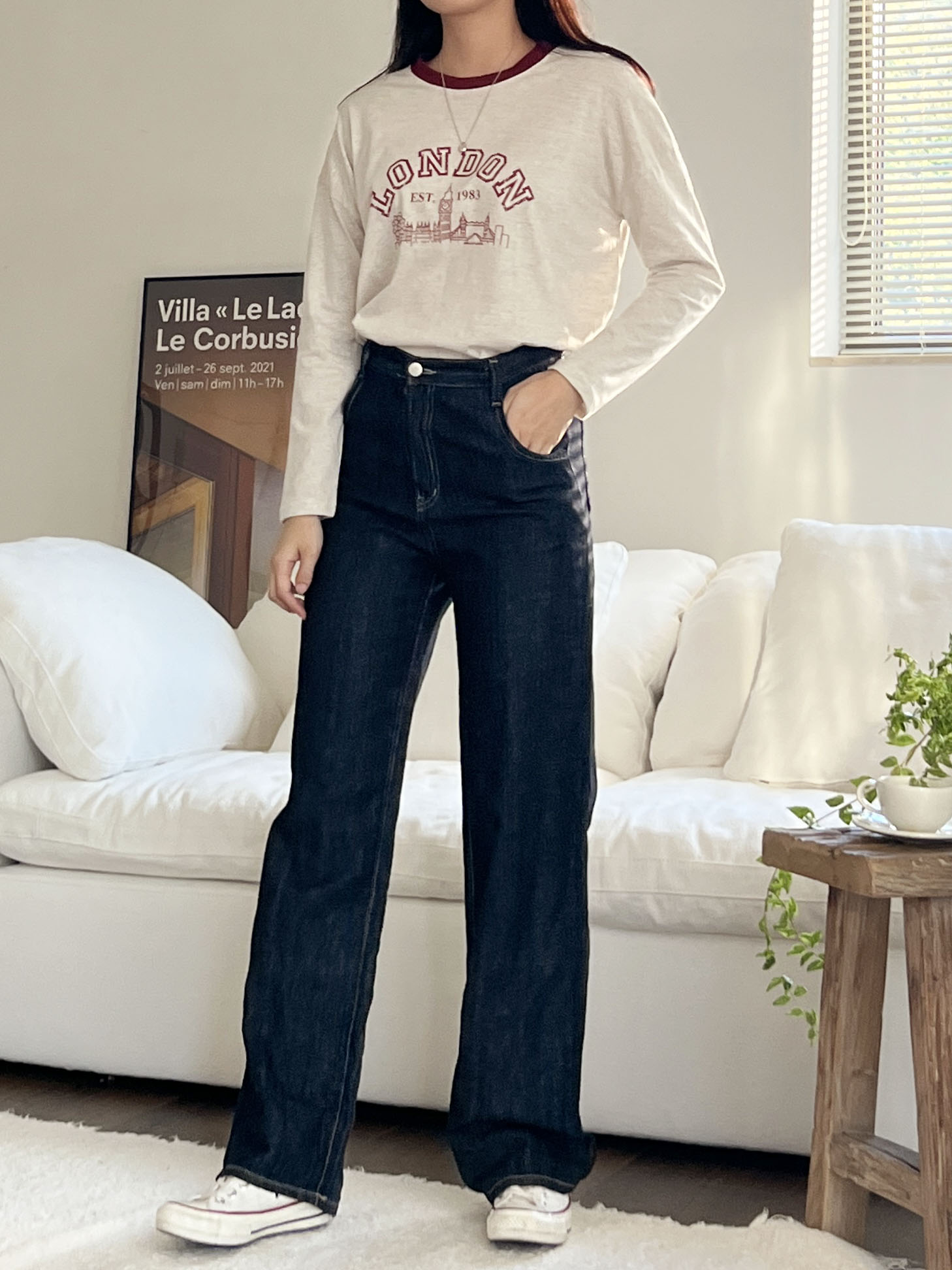 LONDONプリント配色ラウンドネックTシャツ | 詳細画像6