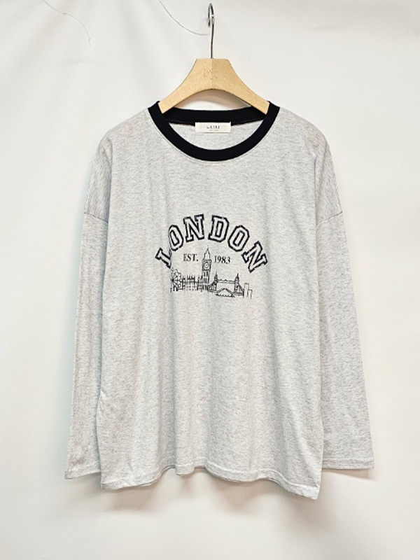 LONDONプリント配色ラウンドネックTシャツ | 詳細画像12