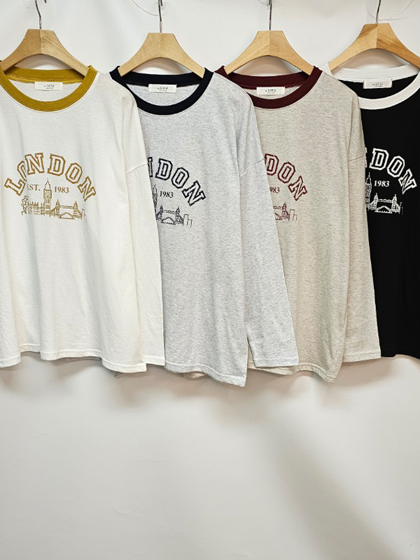 LONDONプリント配色ラウンドネックTシャツ | 詳細画像15