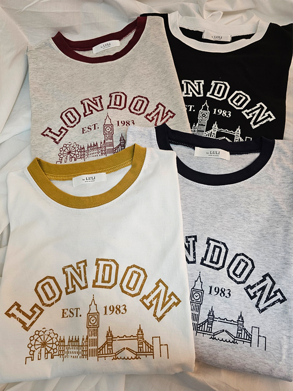 LONDONプリント配色ラウンドネックTシャツ | 詳細画像16