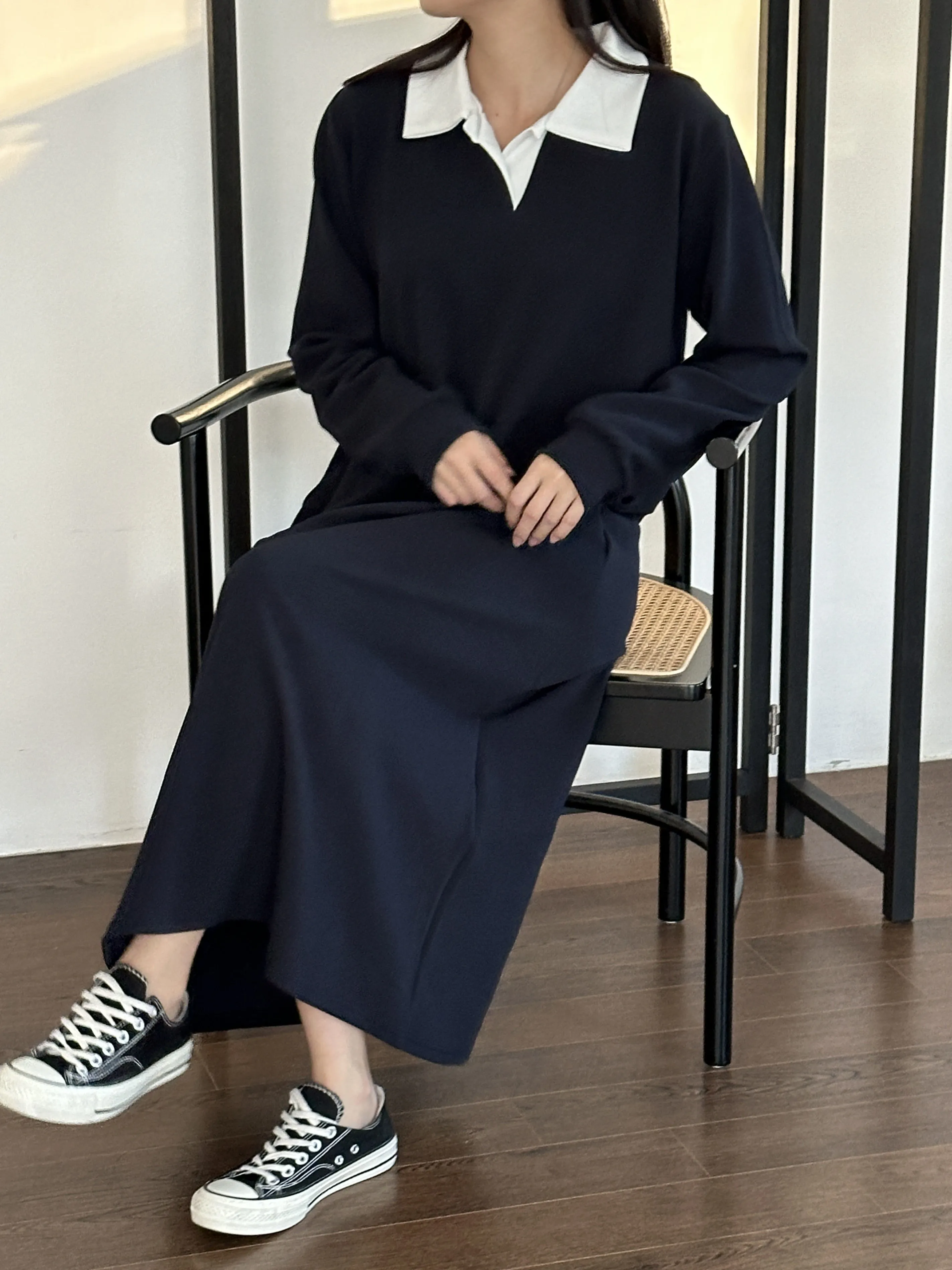 配色スキッパールーズワンピース | 詳細画像1