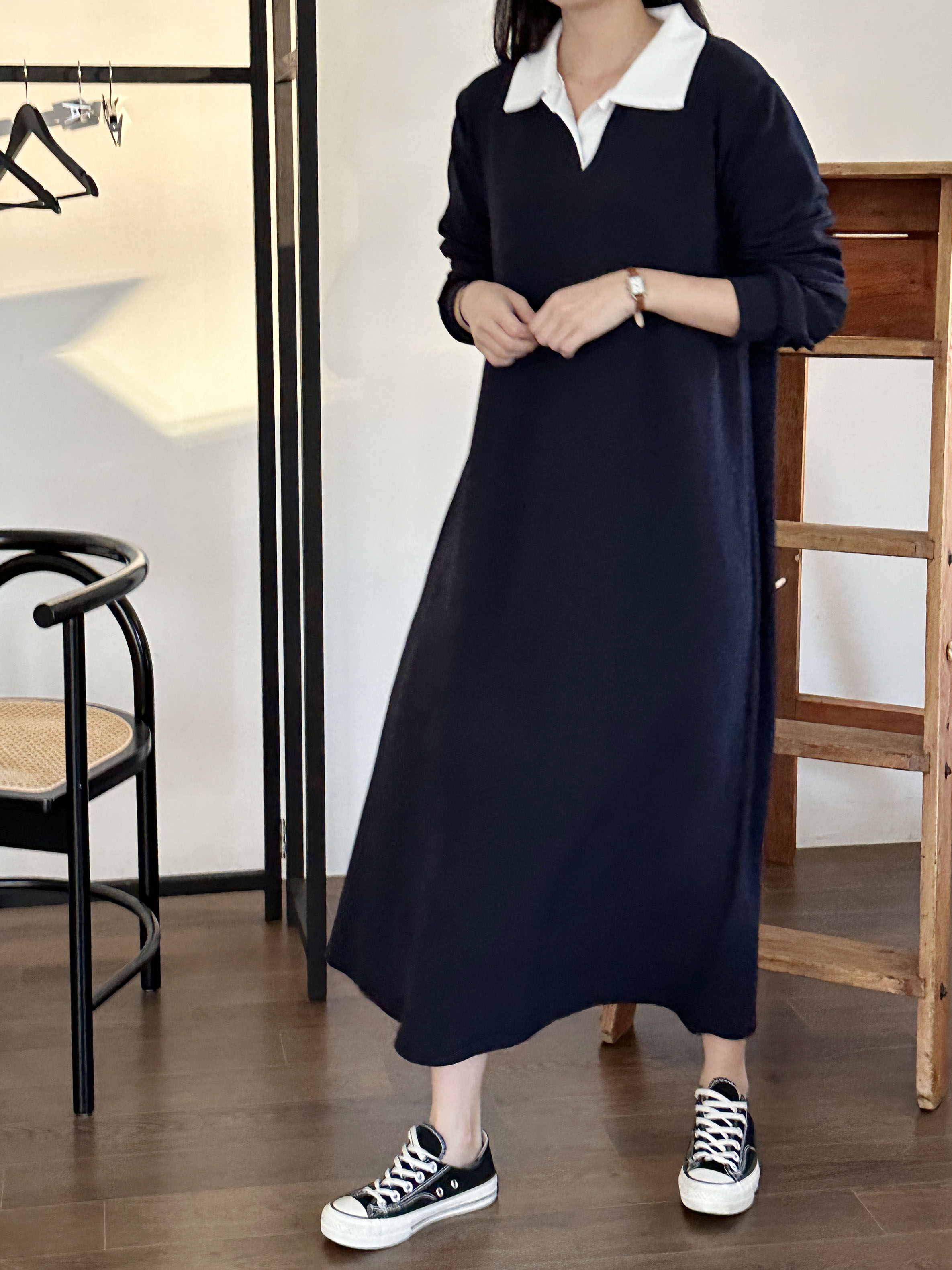 配色スキッパールーズワンピース | 詳細画像3