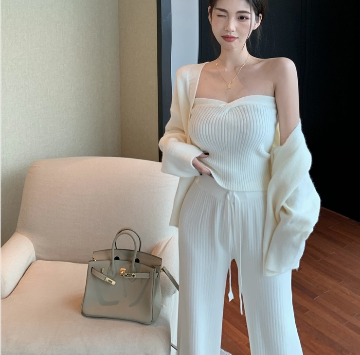 ニットチューブトップ&カーディガン&ドロストパンツ3SET | 詳細画像7