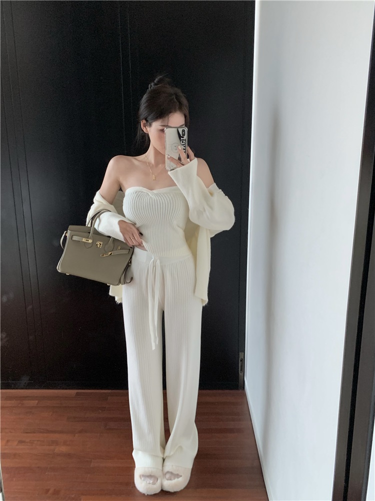 ニットチューブトップ&カーディガン&ドロストパンツ3SET | 詳細画像14