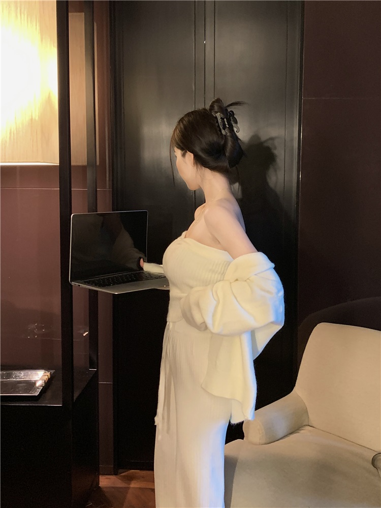 ニットチューブトップ&カーディガン&ドロストパンツ3SET | 詳細画像15