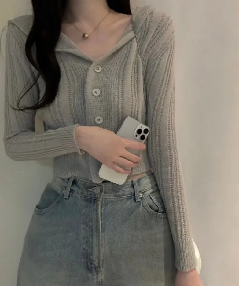 セーラーカラーシアークロップドカーディガン | 詳細画像1