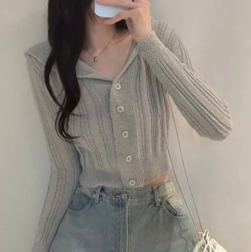 セーラーカラーシアークロップドカーディガン | 詳細画像3