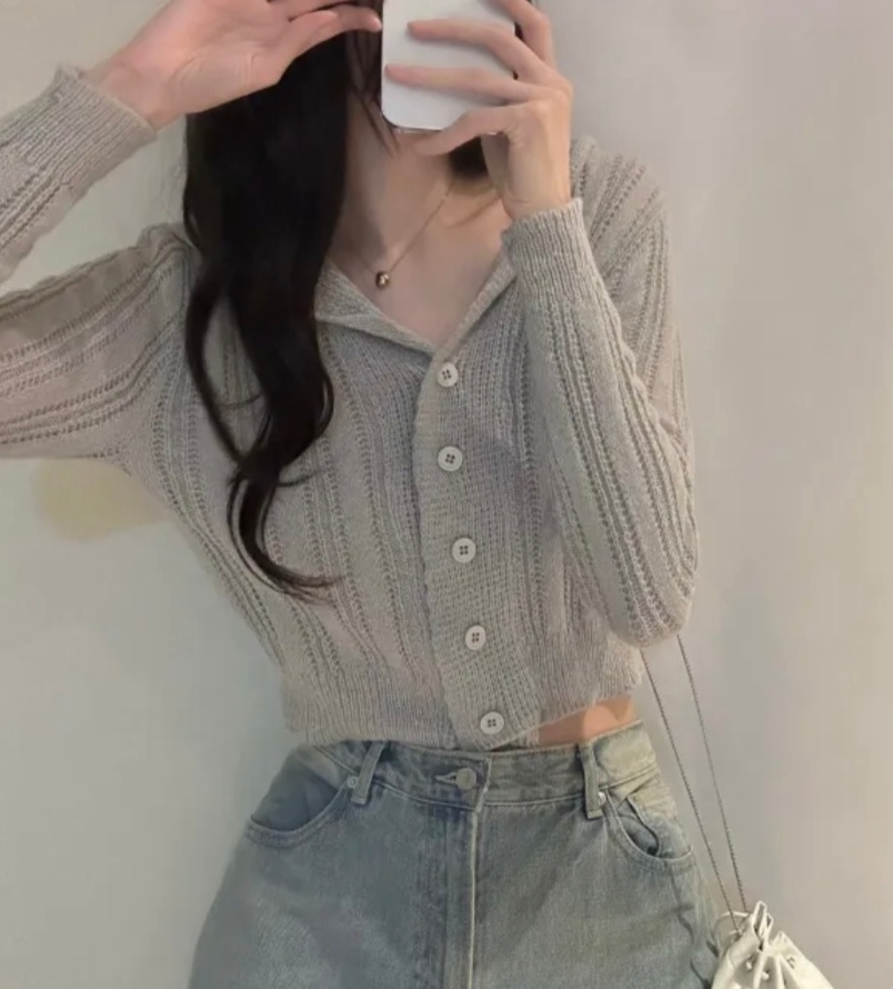 セーラーカラーシアークロップドカーディガン | 詳細画像4