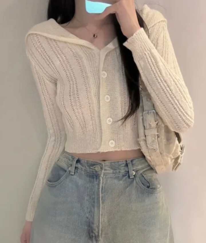 セーラーカラーシアークロップドカーディガン | 詳細画像5