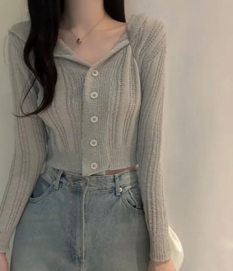 セーラーカラーシアークロップドカーディガン | 詳細画像7