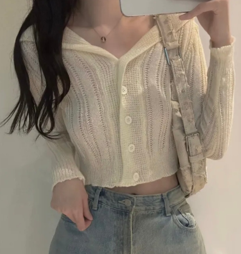 セーラーカラーシアークロップドカーディガン | 詳細画像11