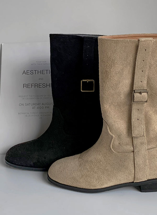 サイドベルトエコスエードブーツ | レディースファッション通販 - DHOLIC