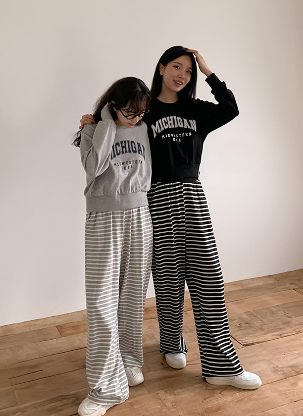 MICHIGANスウェット&ボーダーパンツSET | レディースファッション通販