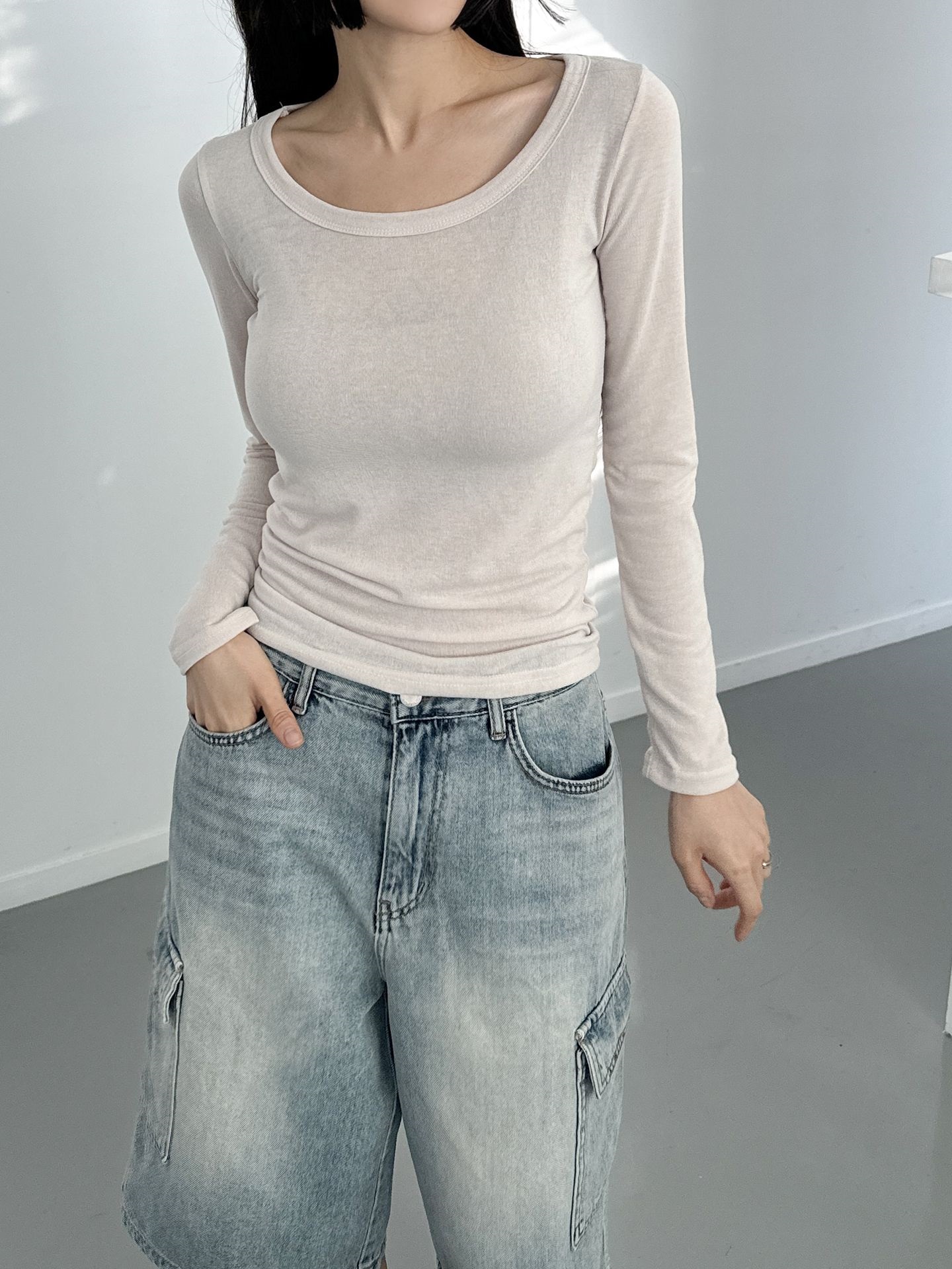 ワイドネックシアークロップドTシャツ | 詳細画像12