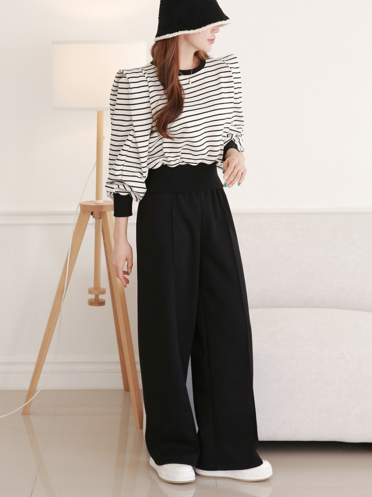 裏起毛パワショルボーダースウェット&ワイドパンツSET | 詳細画像5