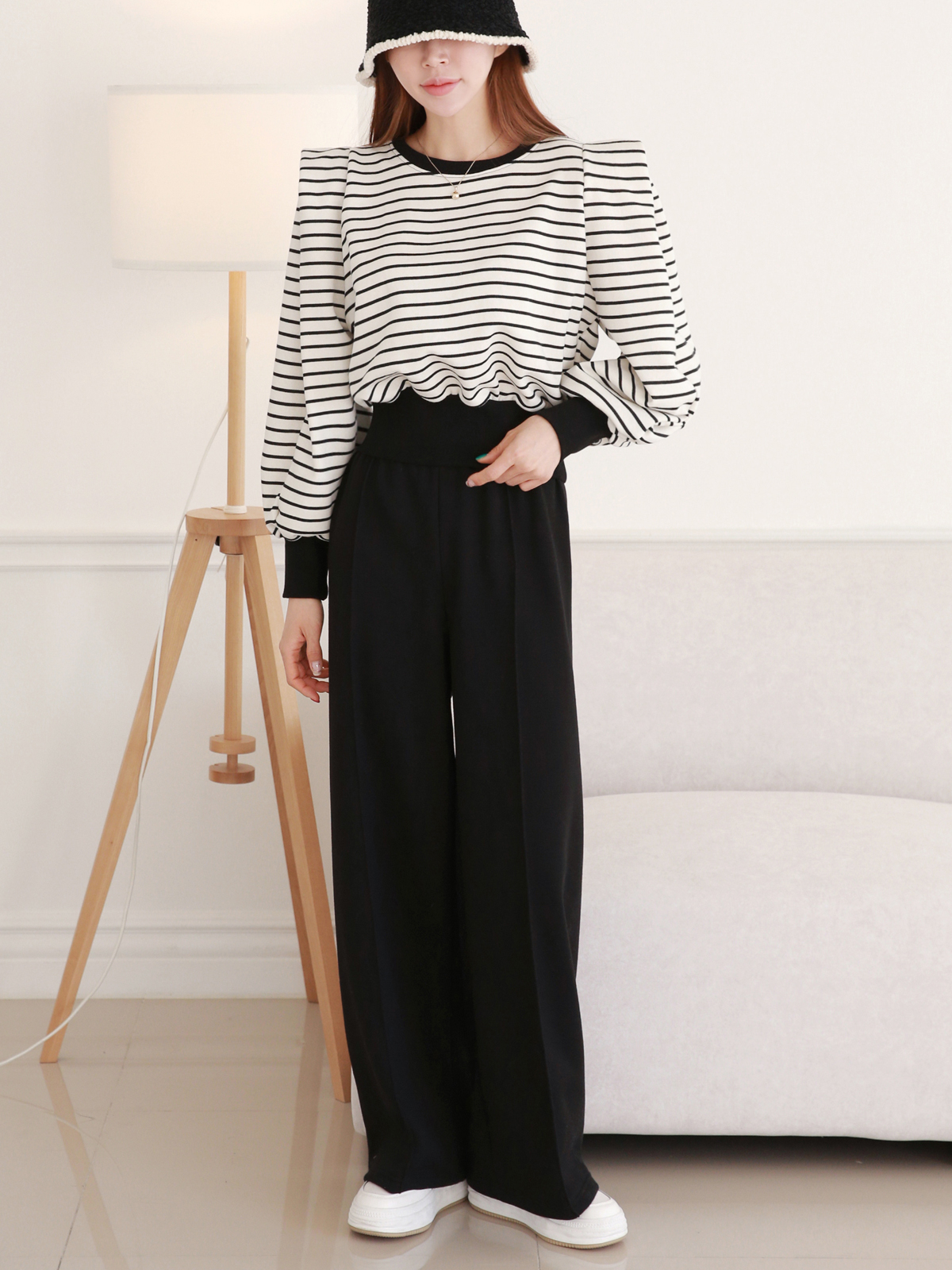 裏起毛パワショルボーダースウェット&ワイドパンツSET | 詳細画像7