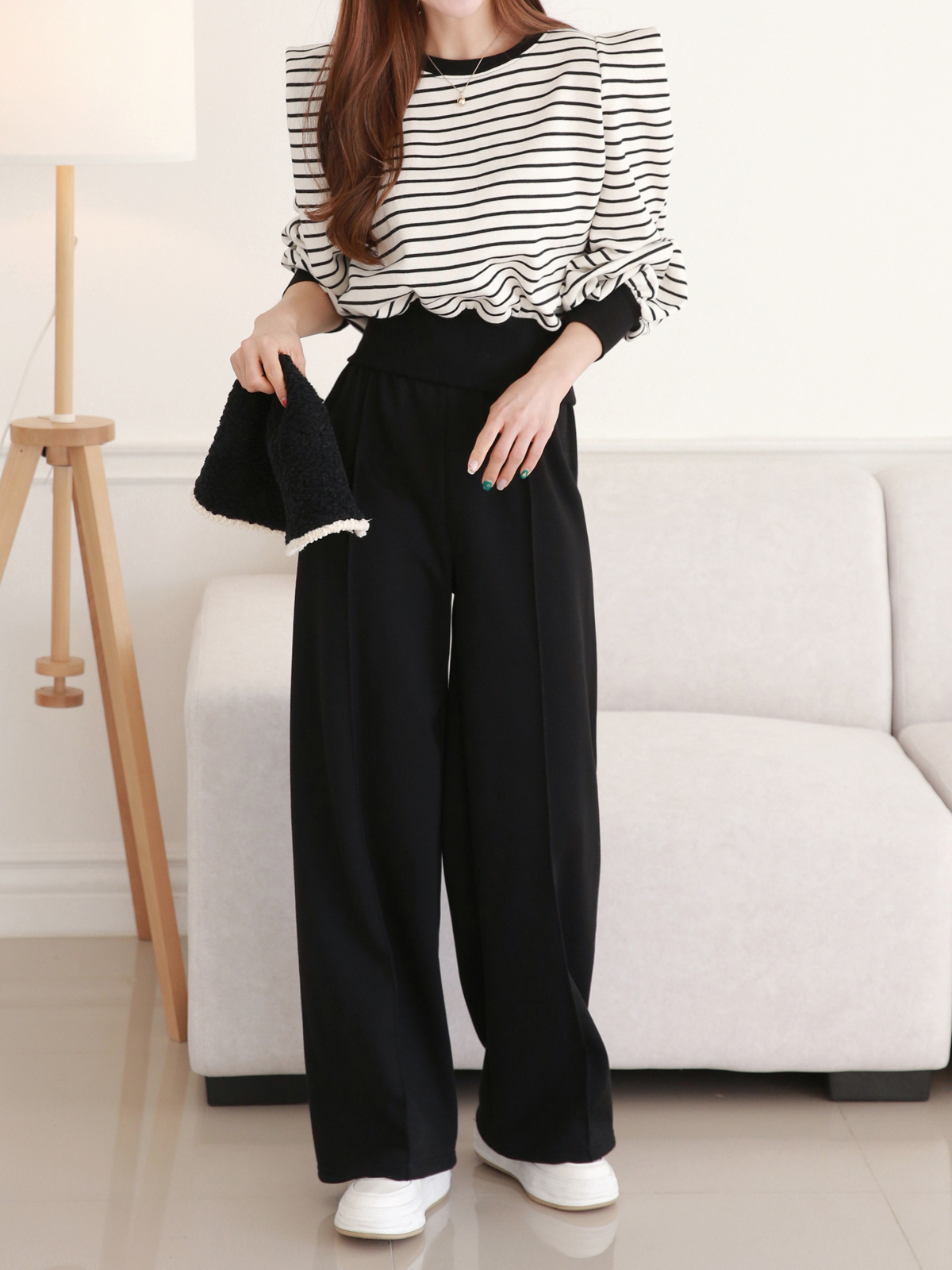 裏起毛パワショルボーダースウェット&ワイドパンツSET | 詳細画像8