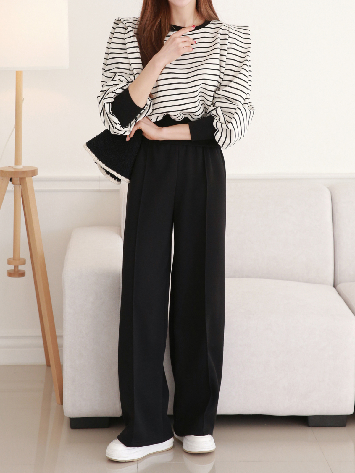 裏起毛パワショルボーダースウェット&ワイドパンツSET | 詳細画像9