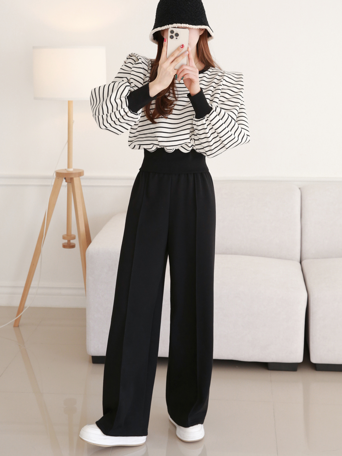 裏起毛パワショルボーダースウェット&ワイドパンツSET | 詳細画像11