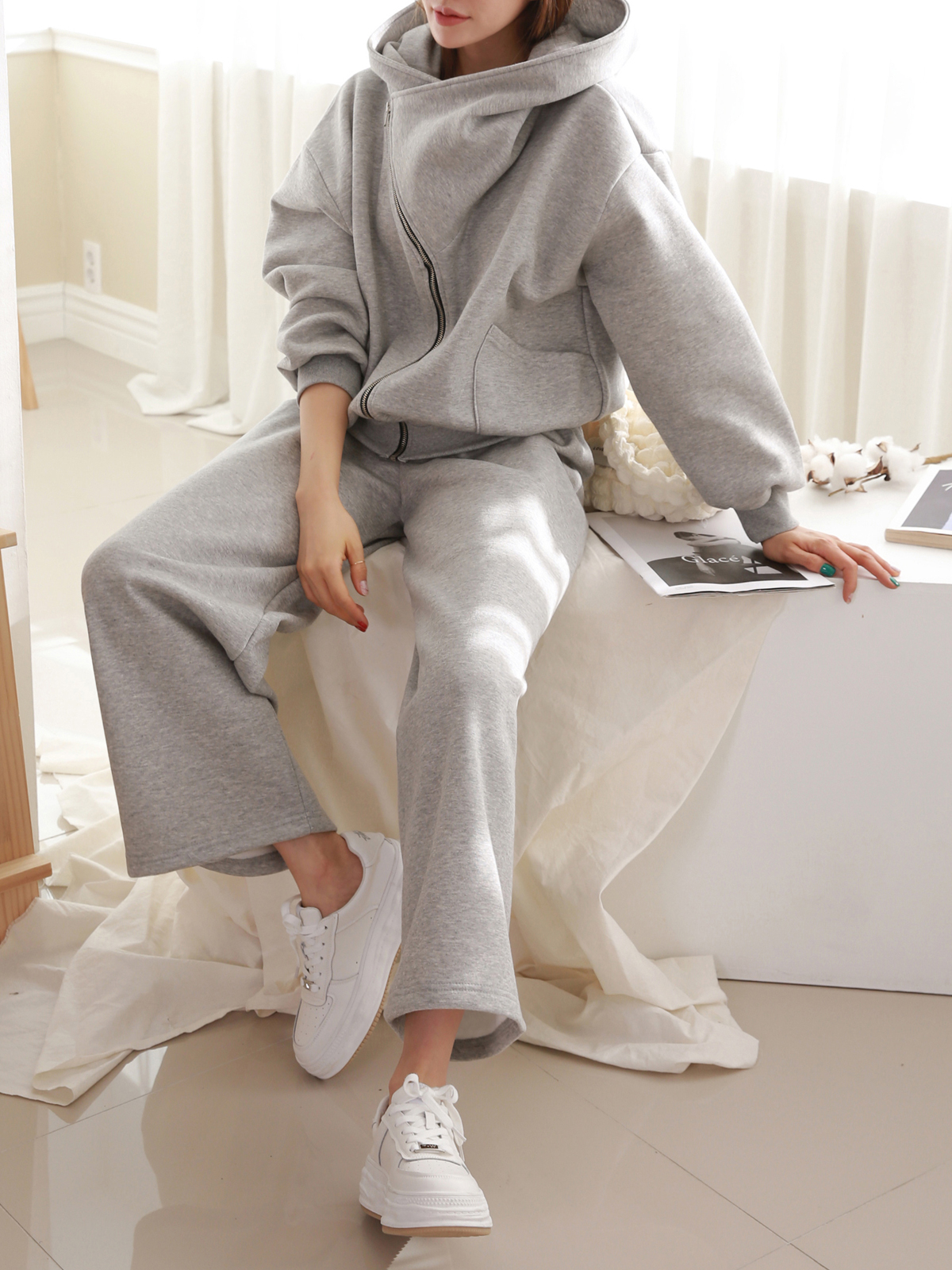 2WAYアンバランスジップパーカー&ワイドパンツSET | 詳細画像11