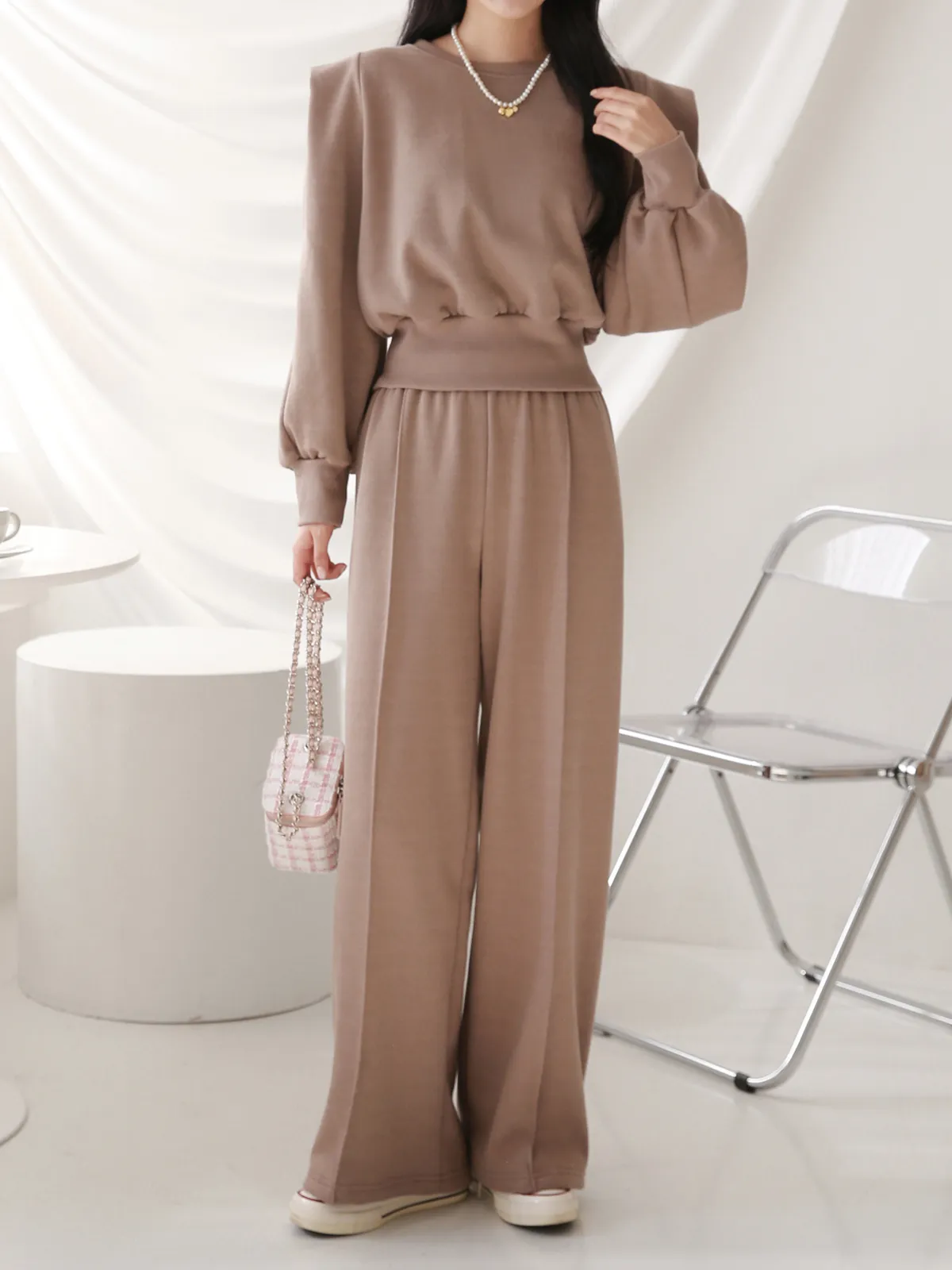 裏起毛パワショルスウェット&ワイドパンツSET | 詳細画像1