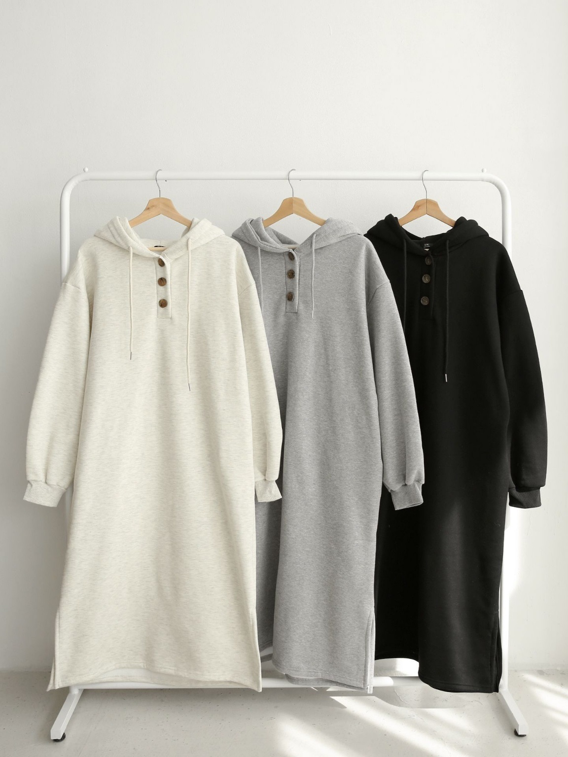 裏起毛ハーフボタンパーカーワンピース | 詳細画像2