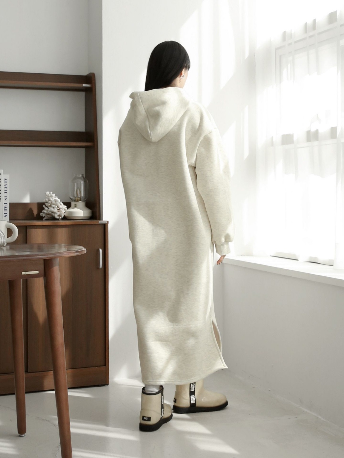 裏起毛ハーフボタンパーカーワンピース | 詳細画像7