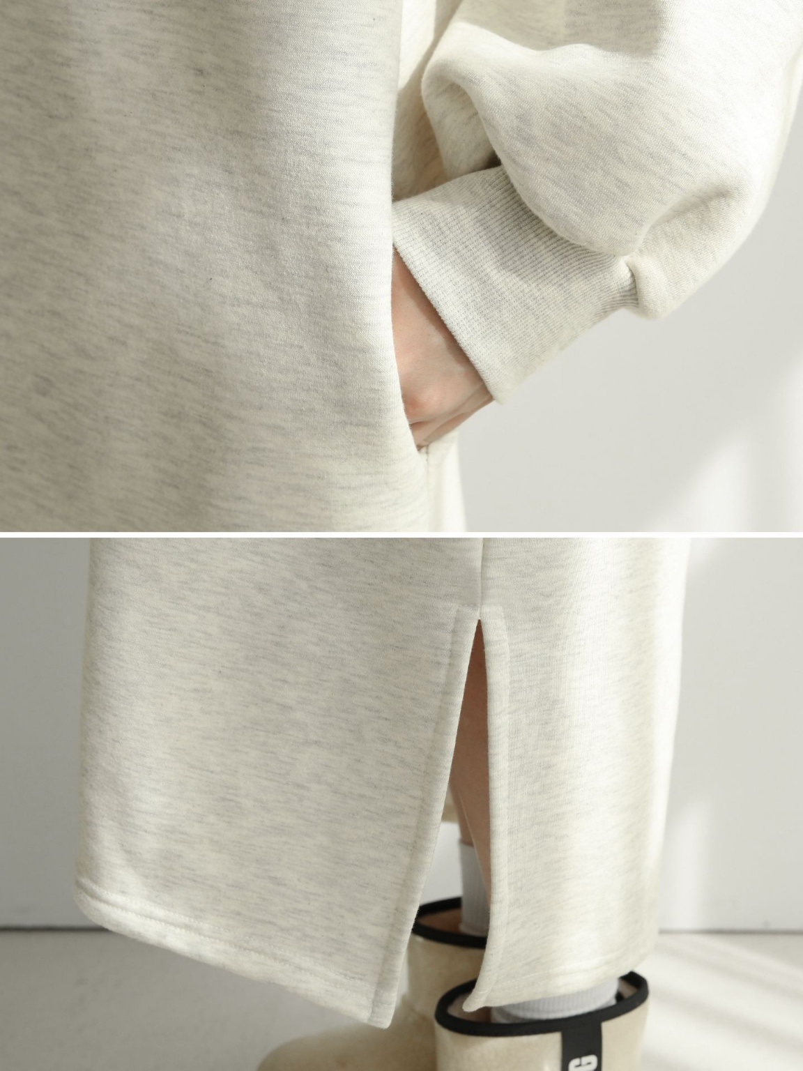 裏起毛ハーフボタンパーカーワンピース | 詳細画像13