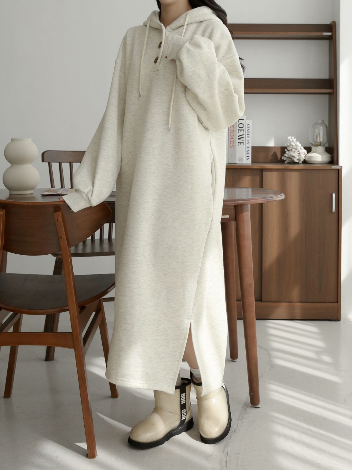 裏起毛ハーフボタンパーカーワンピース | 詳細画像16