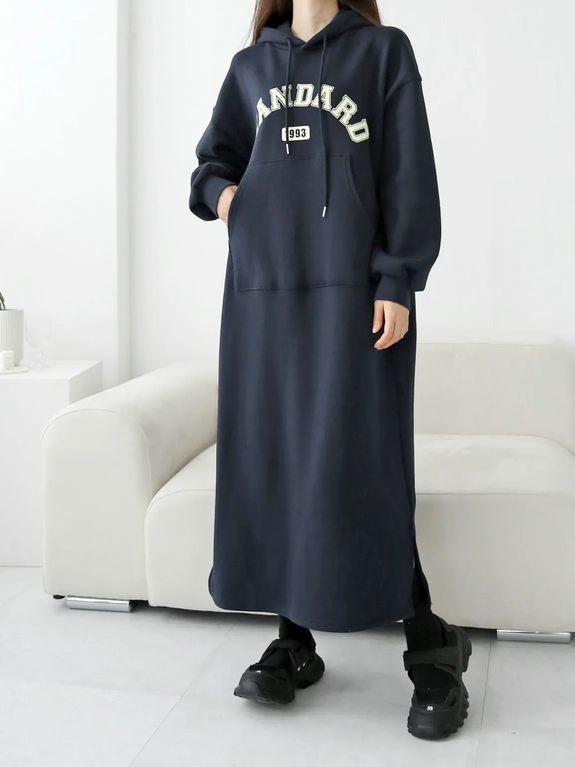 裏起毛STANDARDマフポケパーカーワンピース | 詳細画像1